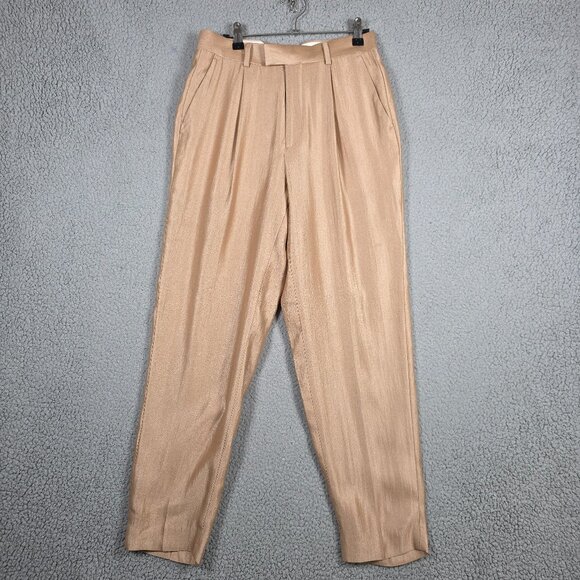 ASOS Design Dress Pants Size 28x32  Rose Gold Satin High Rise Pleated Mom Chic - Picture 1 of 13